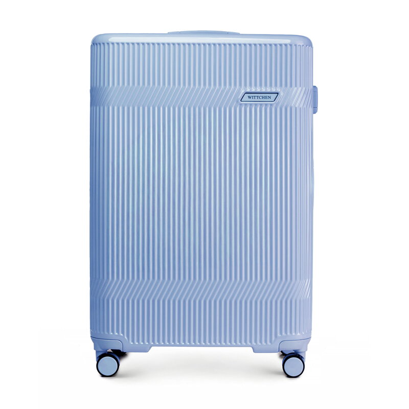 Duża walizka z polikarbonu o błyszczącym wykończeniu niebieska 56-3P-013-70