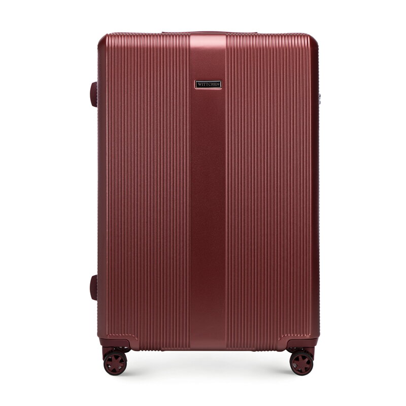 Duża walizka z polikarbonu w pionowe tłoczenia burgund 56-3P-901-35