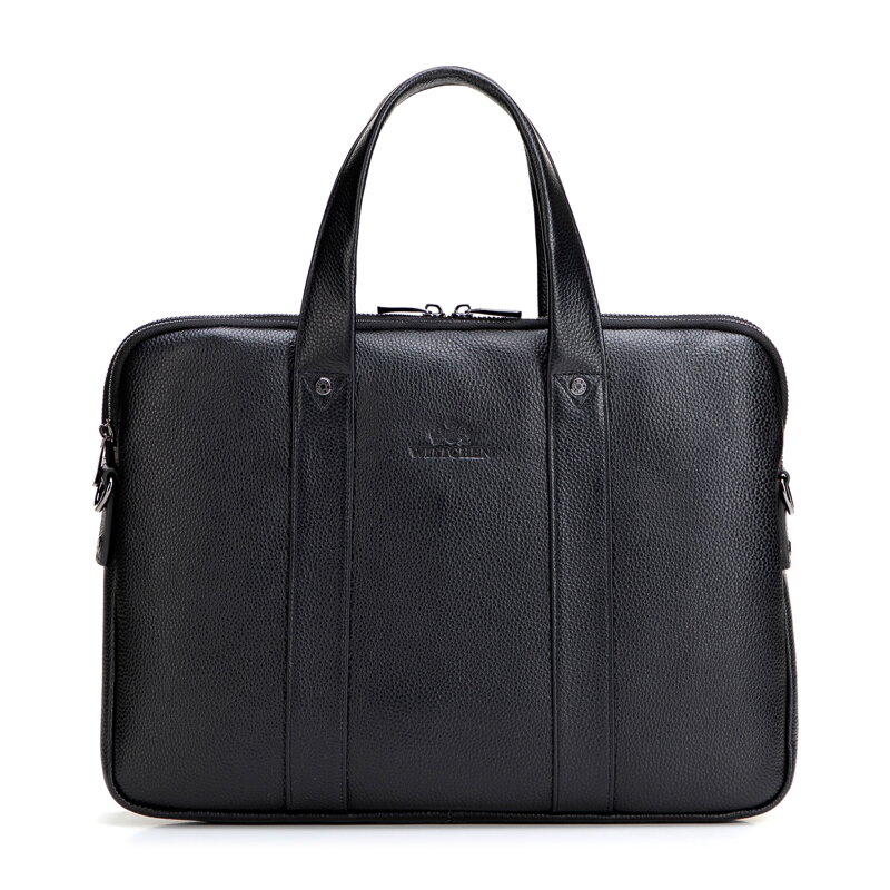 Dwukomorowa torba na laptopa 15” ze skóry naturalnej czarna 29-3U-300-1