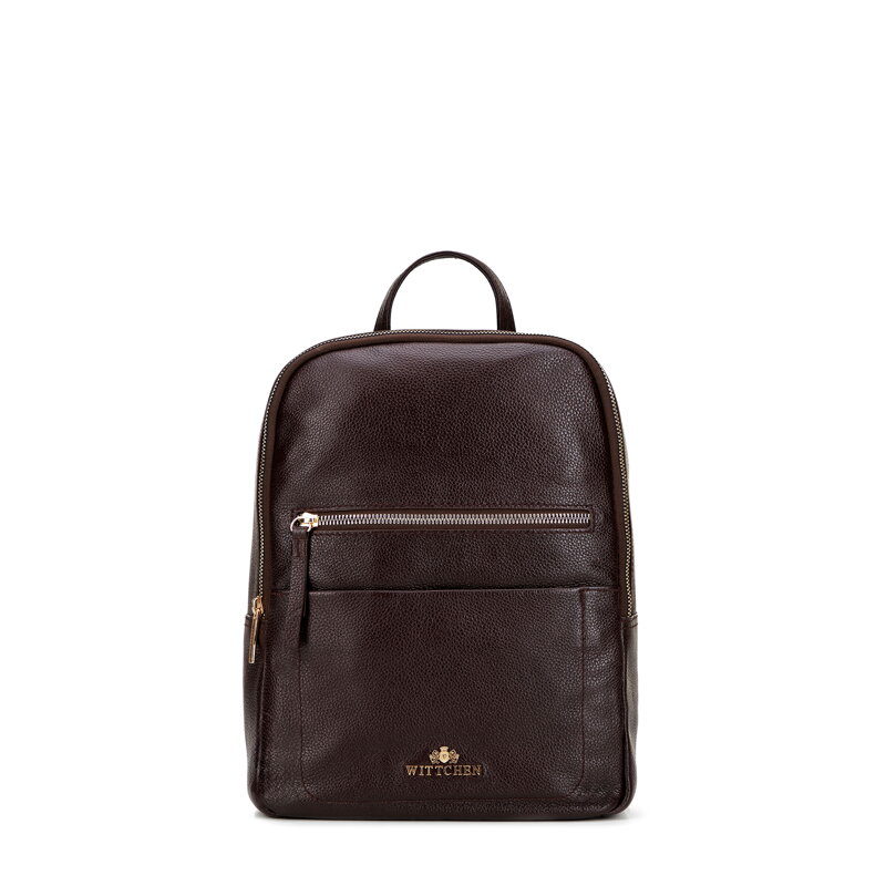 Dwukomorowy plecak damski ze skóry naturalnej brązowy 101-4E-800-3