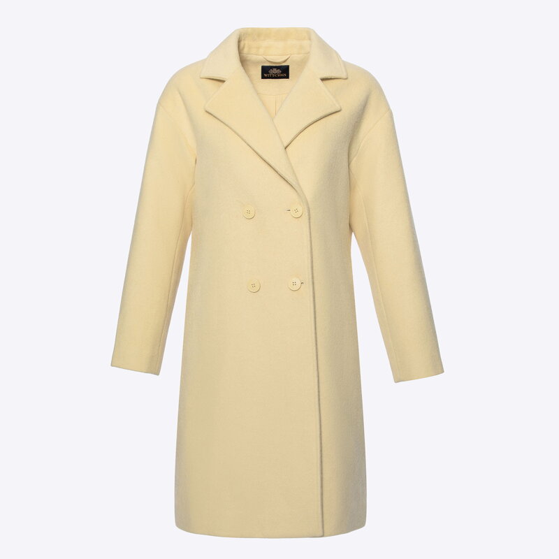 Dámsky žltý dvojradový kabát 101-9W-504-Y