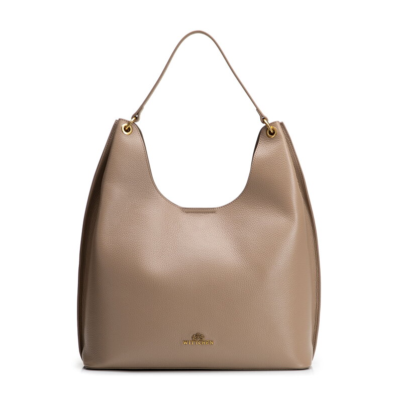 Elegancka shopperka ze skóry naturalnej beżowa 101-4E-212-9