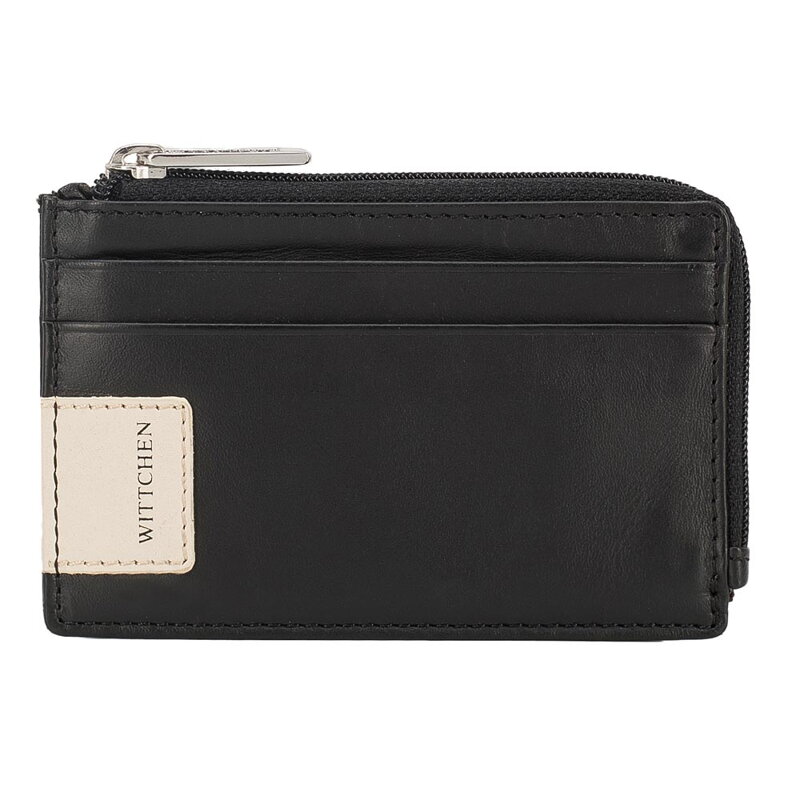 Etui na dokumenty zapinane na suwak z naszywką z logo czarno-beżowe 26-2-090-19 Etui na dokumenty zapinane na suwak z naszywką z logo czarno-beżowe 26-2-090-19