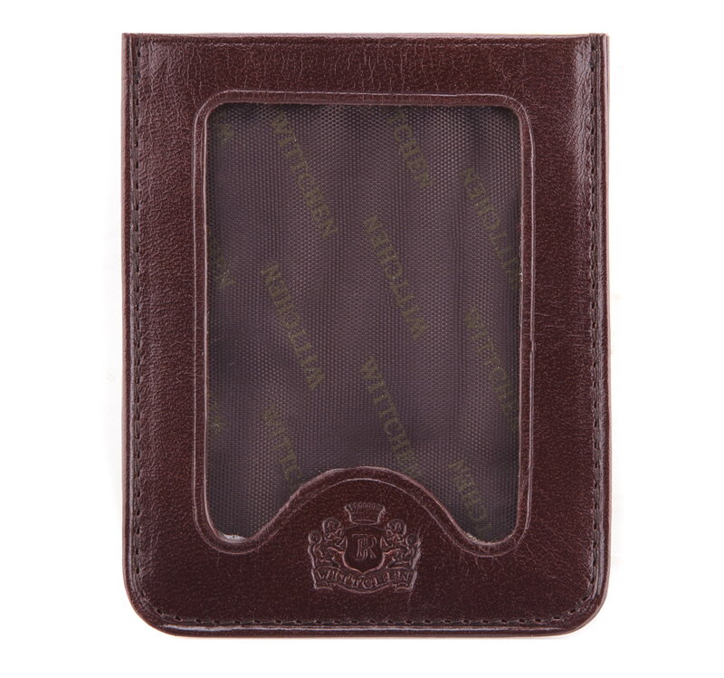 Etui na karty skórzane przezroczyste brązowe 21-2-259-4