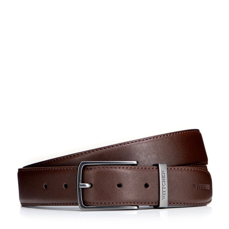 Klasyczny męski pasek ze skóry naturalnej ciemny brąz 102-8M-110-4