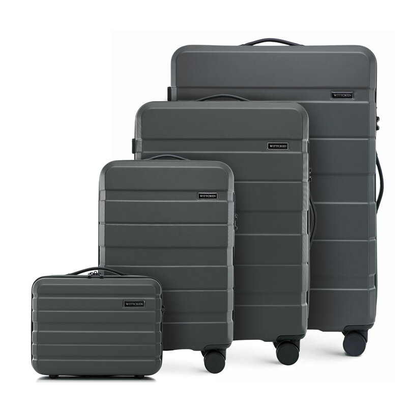 Komplet walizek z ABS - u w poziome pasy szary 56-3A-10K-01 Komplet walizek z ABS - u w poziome pasy szary 56-3A-10K-01
