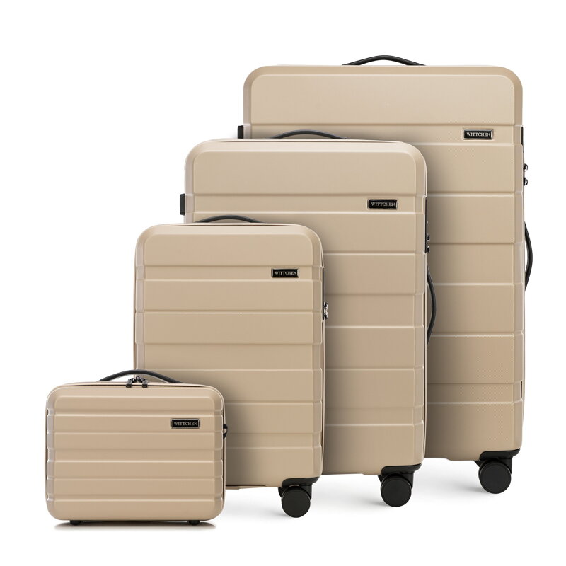 Komplet walizek z ABS - u w poziome pasy beżowy 56-3A-10K-22