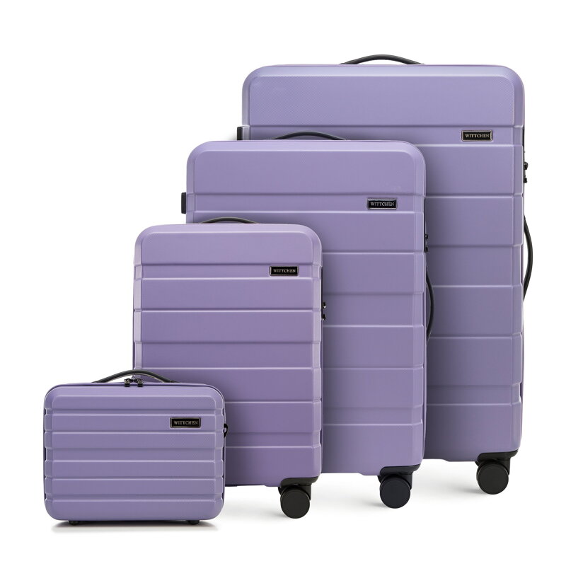 Komplet walizek z ABS - u w poziome pasy fioletowy 56-3A-10K-24 Komplet walizek z ABS - u w poziome pasy fioletowy 56-3A-10K-24