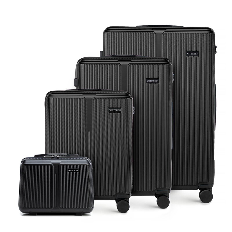 Komplet walizek z ABS-u w drobne paski czarny 56-3A-60K-10