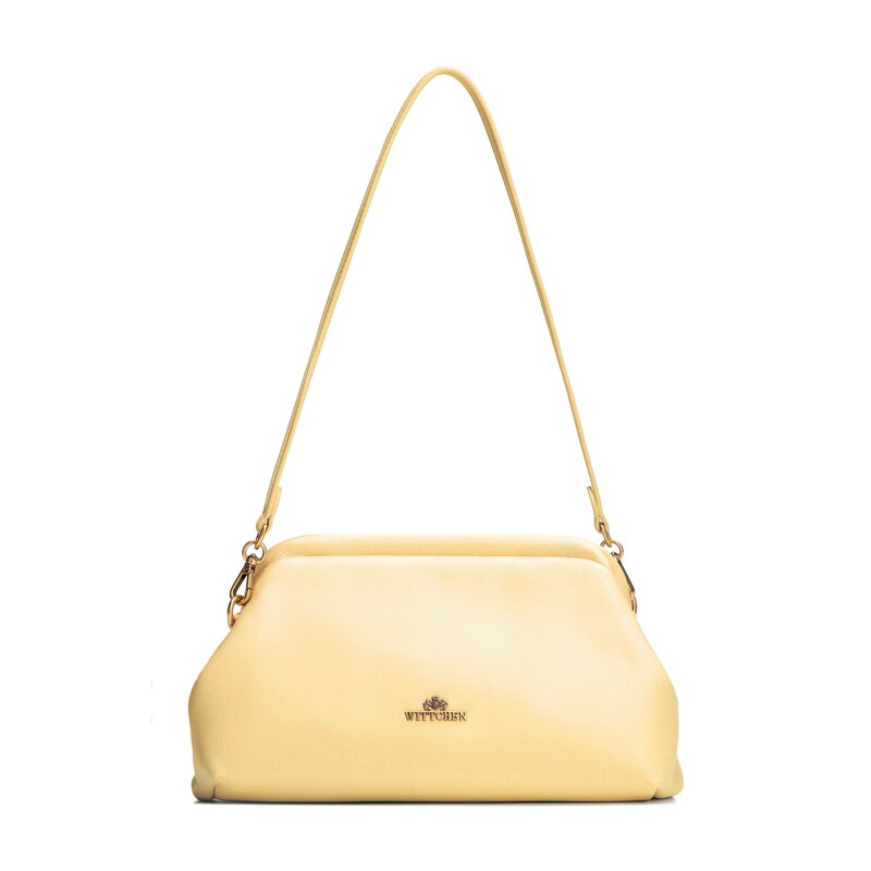 Kopertówka ze skóry naturalnej z łańcuszkiem żółta 102-4E-613-Y