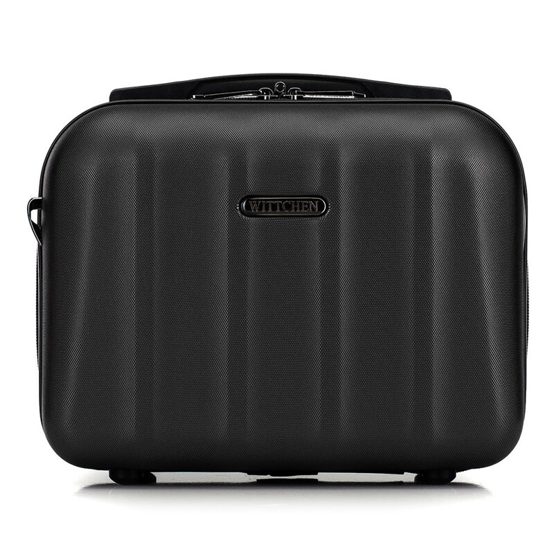 Kosmetyczka podróżna z polikarbonu fakturowana czarna 56-3P-114-11