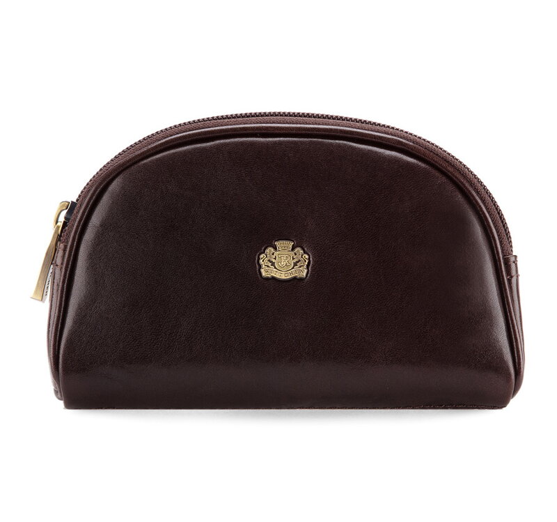 Kosmetyczka skórzana zaokrąglona brązowa 10-3-006-4