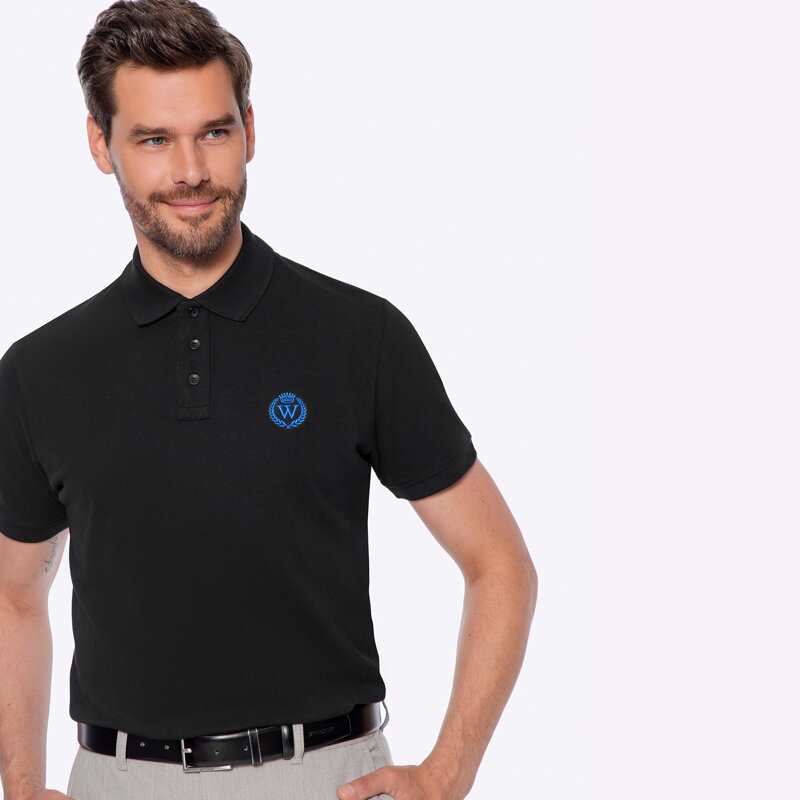 Koszulka polo męska bawełniana z kolorowym logo czarna M0-99-101-1