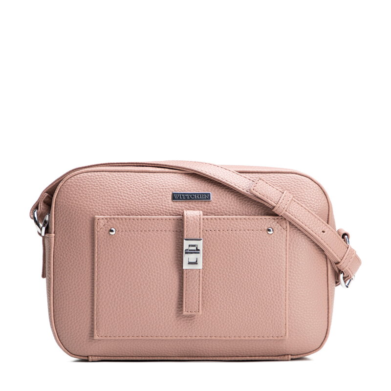 Listonoszka z imitacji skóry z kieszenią na przodzie różowa 29-4Y-001-B55