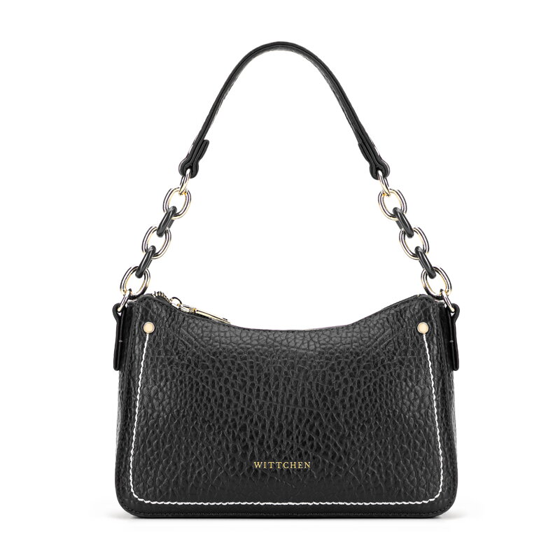 Mała torebka bagietka z ekoskóry czarna 101-4Y-708-1