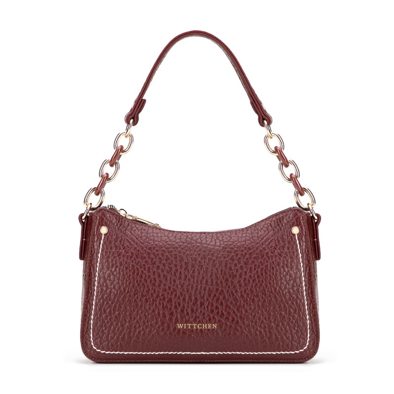 Mała torebka bagietka z ekoskóry bordowa 101-4Y-708-3