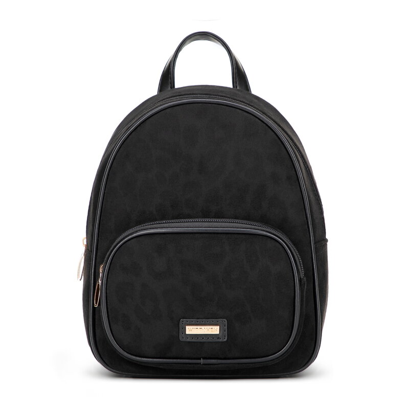 Mały plecak damski w motyw panterki czarny 101-4Y-416-1