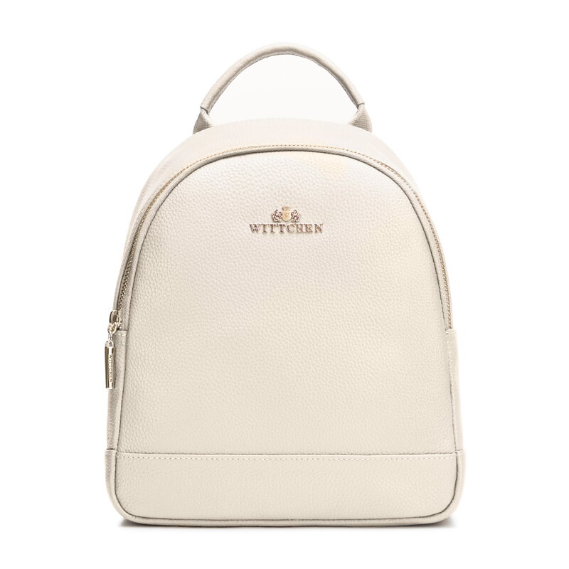 Mały plecak damski ze skóry naturalnej groszkowej kremowy 102-4E-624-0