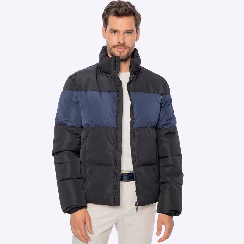 Męska kurtka pikowana prosta czarno-granatowa 97-9D-951-1N