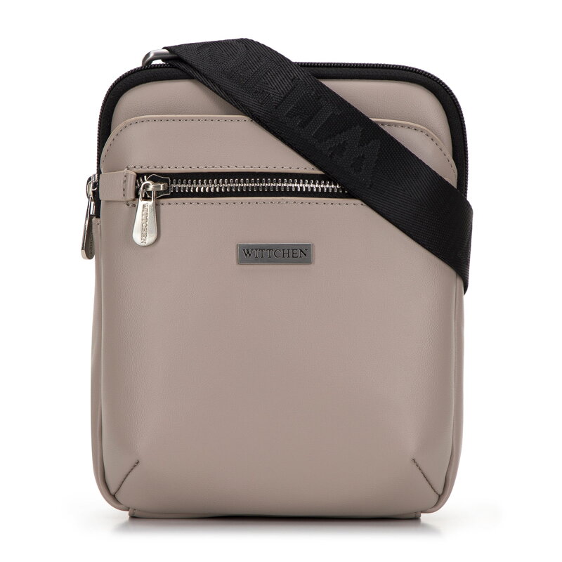 Pánska crossbody taška z ekokože s vreckami sivobéžová 98-4P-506-9 Pánska crossbody taška z ekokože s vreckami sivobéžová 98-4P-506-9