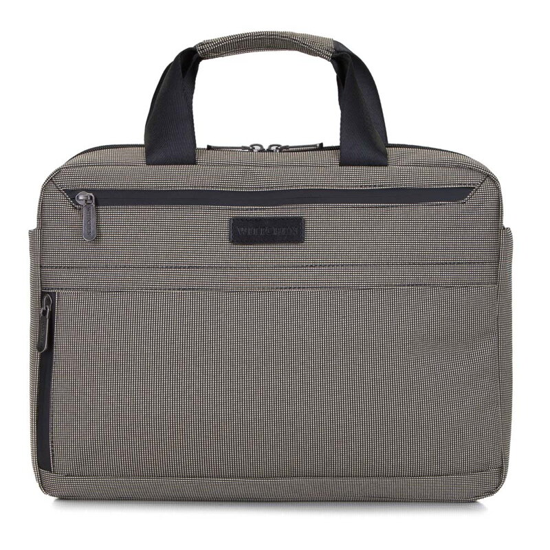 Męska torba na laptopa 13” z boczną kieszenią mała beżowo-czarna 92-3P-102-8 Męska torba na laptopa 13” z boczną kieszenią mała beżowo-czarna 92-3P-102-8