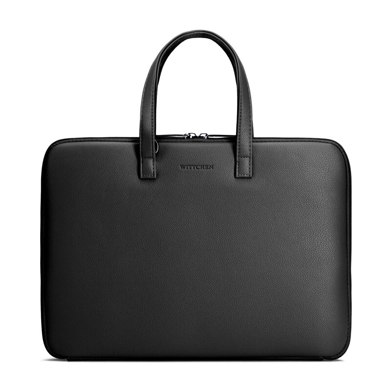 Męska torba na laptopa 14” z ekoskóry czarna 102-3P-922-1