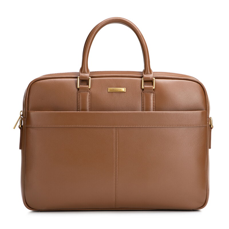 Męska torba na laptopa 15,6” z naturalnej skóry jasny brąz 102-3U-604-5
