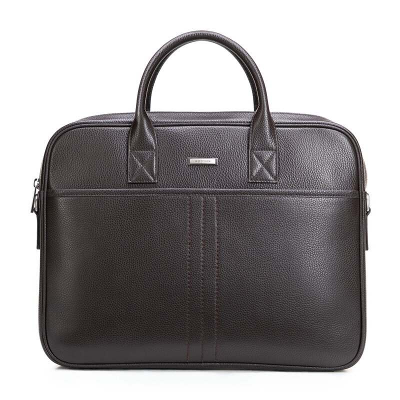 Męska torba na laptopa 15,6” ze skóry naturalnej groszkowej ciemny brąz 102-3U-601-4