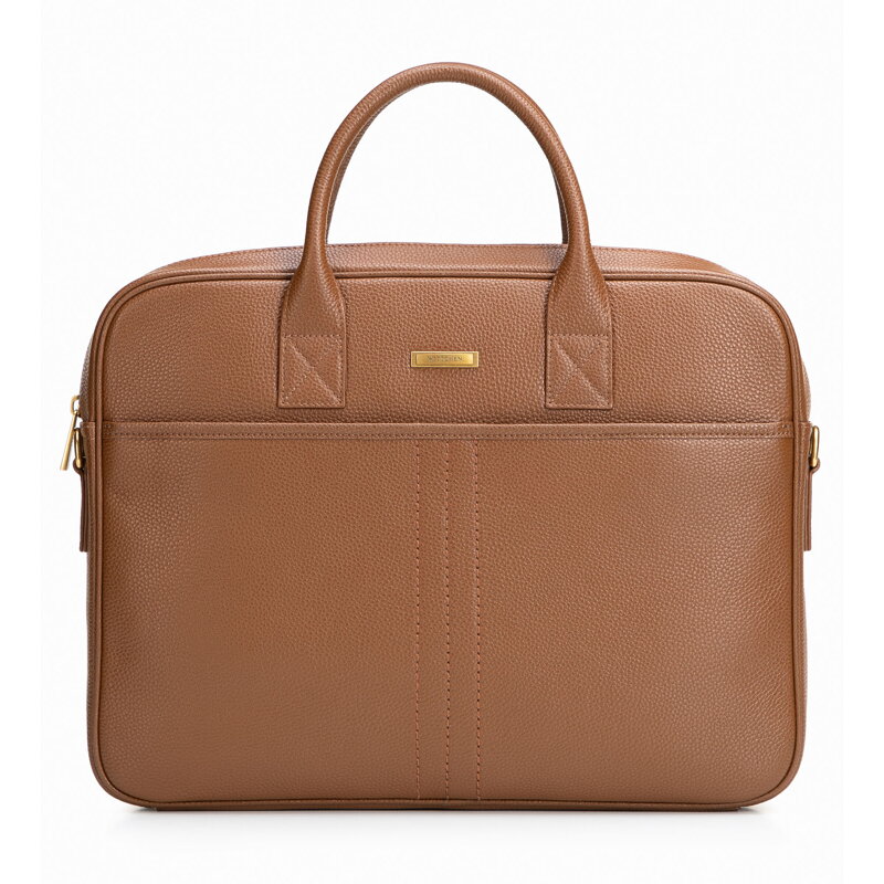 Męska torba na laptopa 15,6” ze skóry naturalnej groszkowej jasny brąz 102-3U-601-5