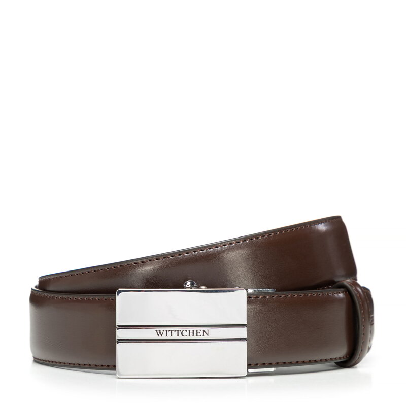 Męski pasek z dużą klamrą automatyczną brązowy 101-8M-915-4