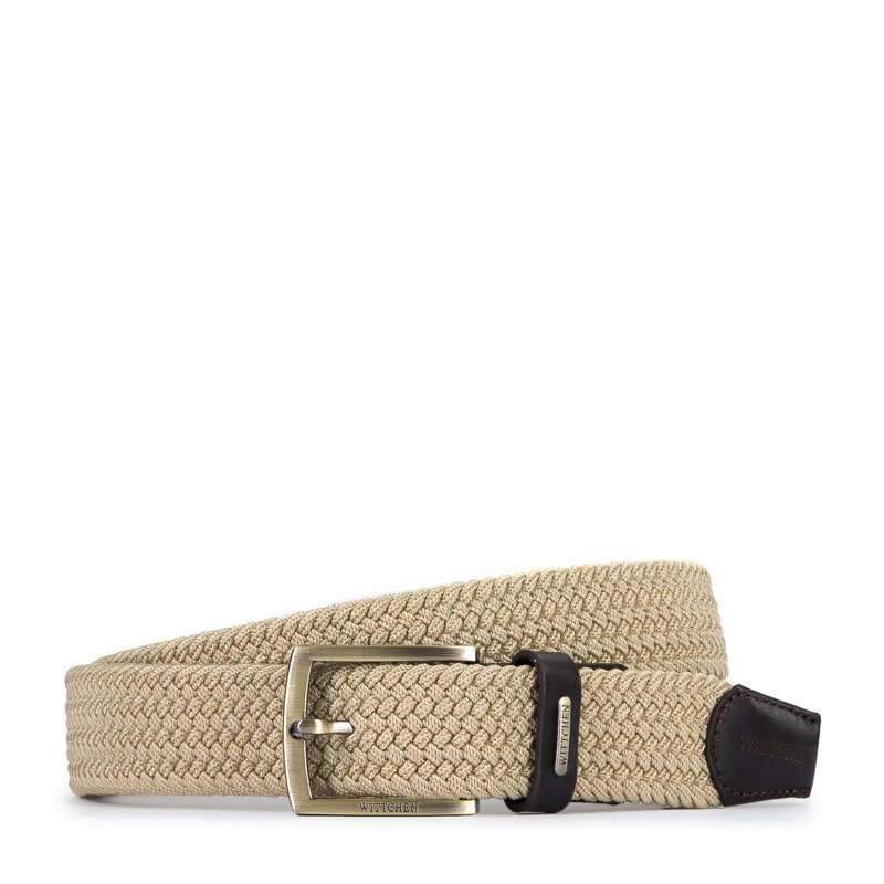 Męski pasek z plecionki beżowy 96-8M-916-99