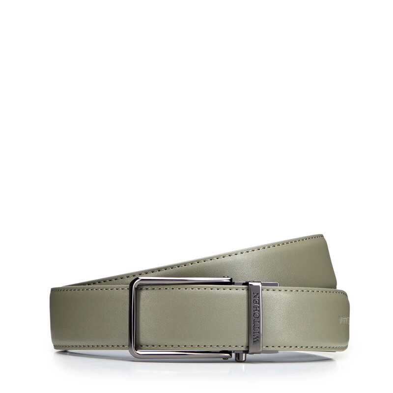 Męski pasek ze skóry naturalnej z klamrą automatyczną zielony 102-8M-105-Z