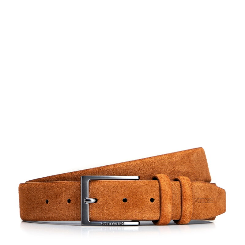 Męski pasek ze skóry naturalnej zamszowej 102-8M-108-4