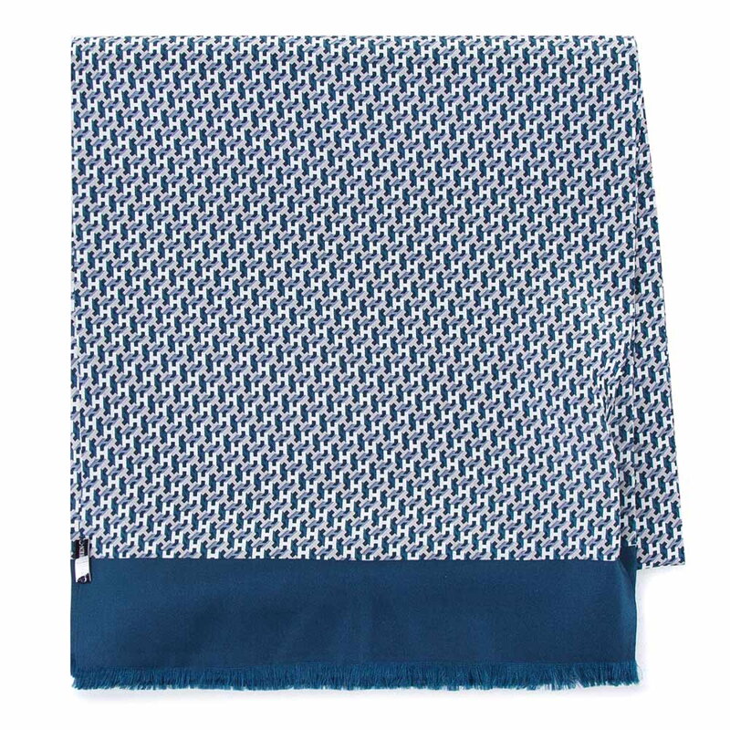 Męski szal z jedwabiu zielono-szary 93-7M-S41-5