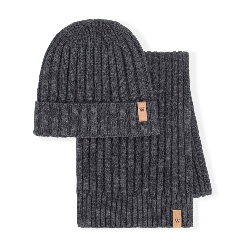 Męski zestaw zimowy z wełną szary 101-SF-501-8