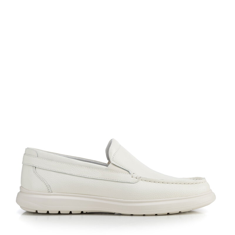 Męskie półbuty ze skóry naturalnej złamana biel 100-M-506-0
