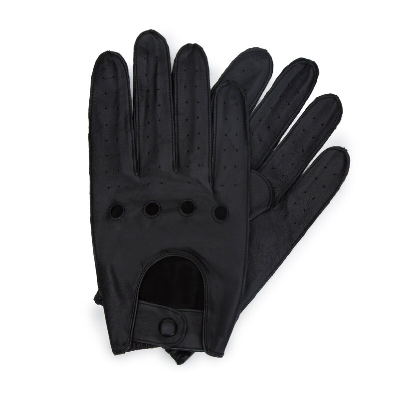 Męskie rękawiczki skórzane samochodowe czarne 46-6A-001-1