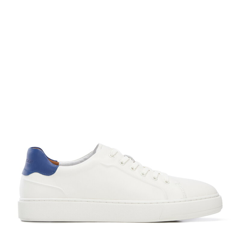 Męskie sneakersy skórzane klasyczne kremowo-granatowe 96-M-512-N Męskie sneakersy skórzane klasyczne kremowo-granatowe 96-M-512-N