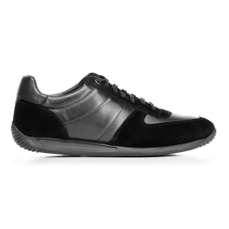 Męskie sneakersy z różnych skór czarne 92-M-350-1 Męskie sneakersy z różnych skór czarne 92-M-350-1