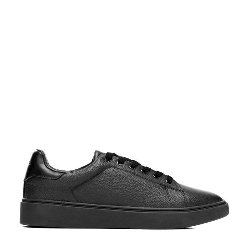 Męskie sneakersy ze skóry naturalnej licowej czarne 101-M-510-1 Męskie sneakersy ze skóry naturalnej licowej czarne 101-M-510-1