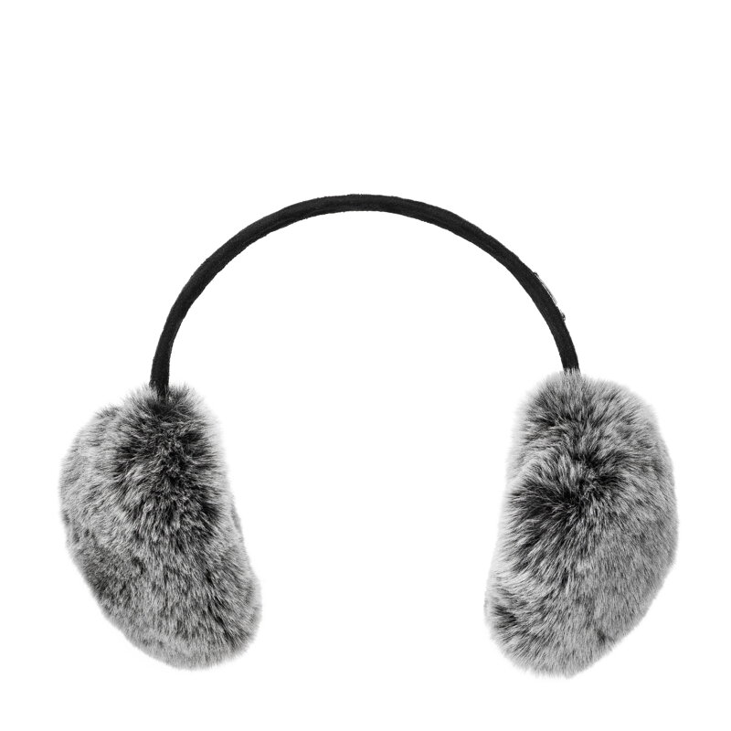 Nauszniki damskie z futerkiem czarno - szare 101-HF-018-18