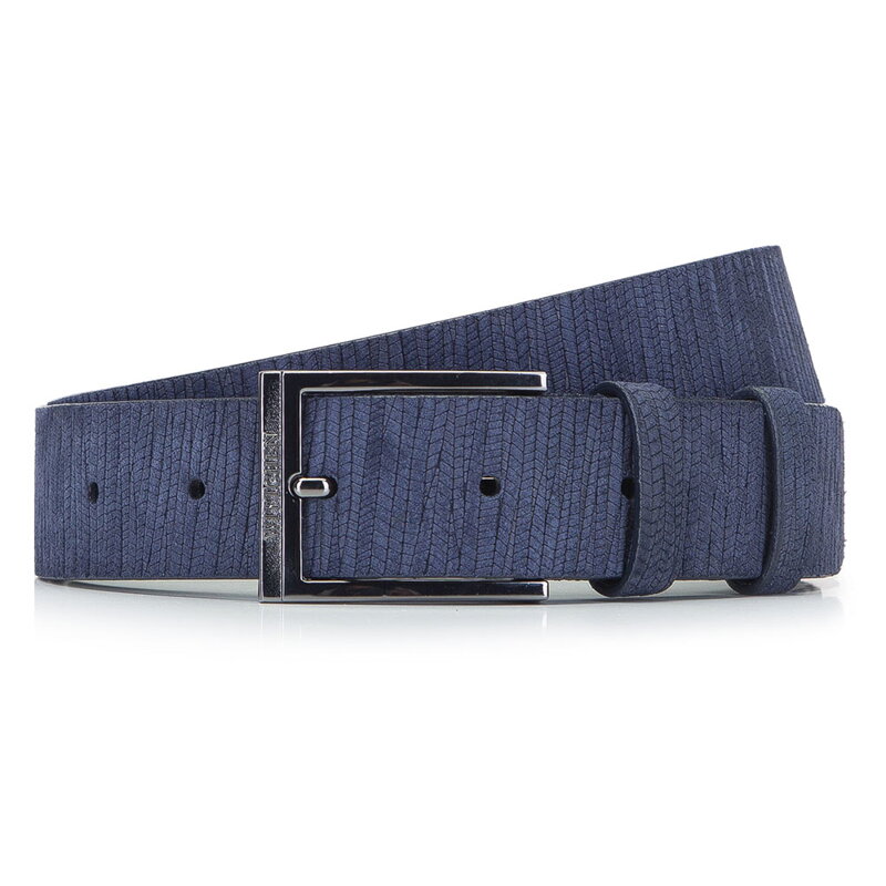 Męski pasek ze skóry welurowej tłoczony 92-8M-365-7