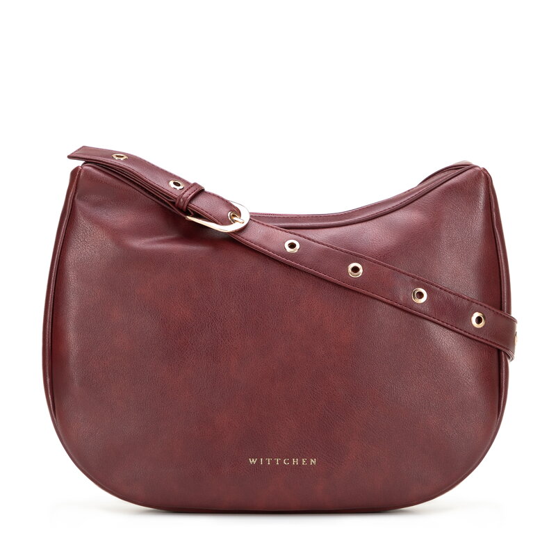 Półokrągła torebka na ramię z imitacji skóry bordowa 101-4Y-431-3