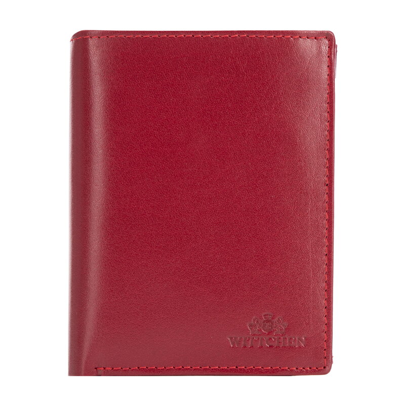 Damski portfel z RFID skórzany z wytłoczonym logo średni czerwony 26-1-437-3