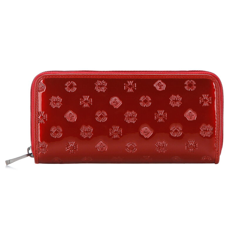 Damski portfel ze skóry z monogramem na zamek 34-1-393-3SM