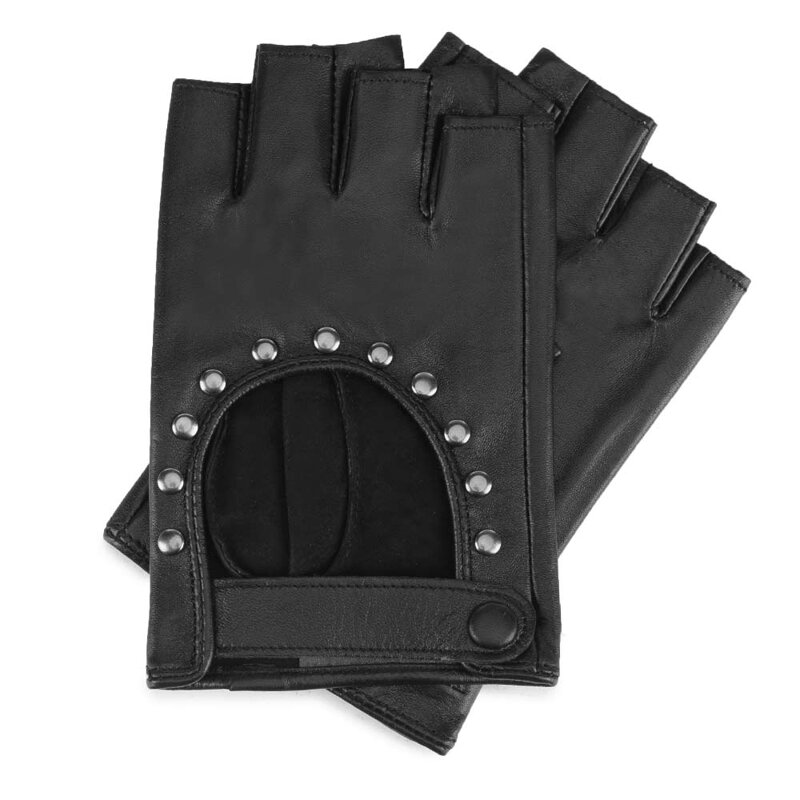 Damskie rękawiczki skórzane bez palców z nitami 46-6-306-1