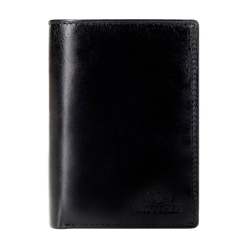 Rozkładany męski portfel ze skóry naturalnej czarny 21-1-008-L10