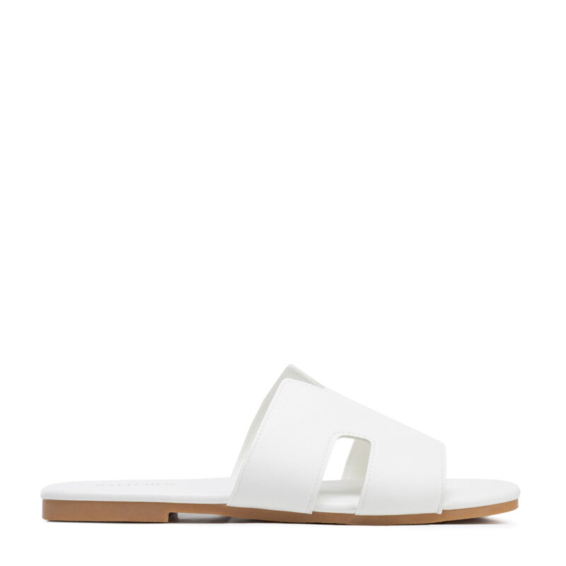 Damskie klapki z ekoskóry białe 100-DP-809-0