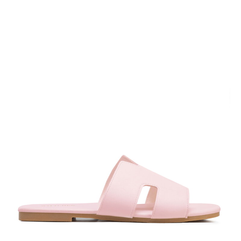 Damskie klapki z ekoskóry różowe 100-DP-809-P