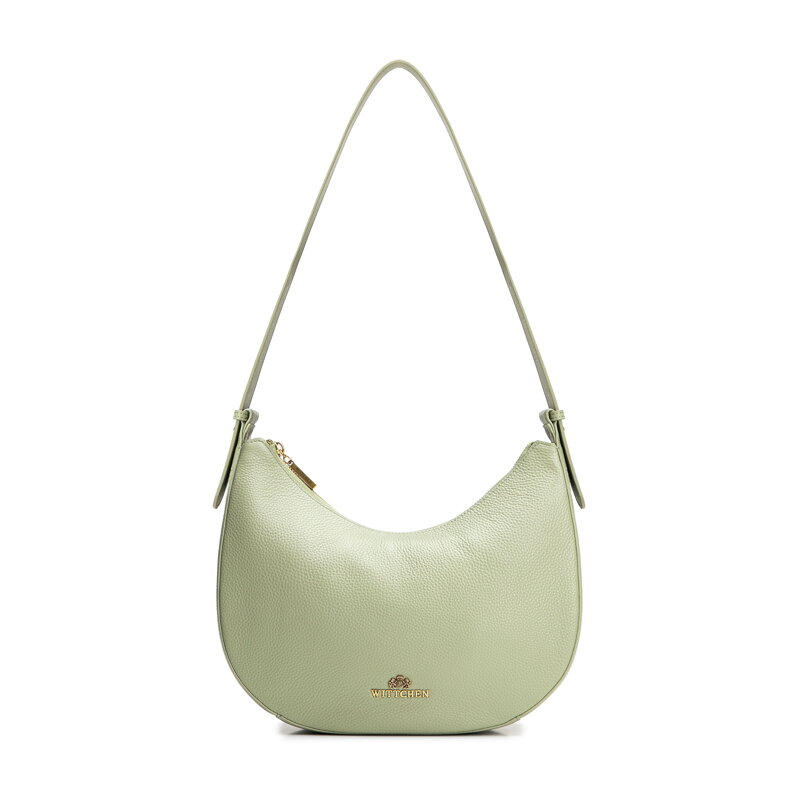 Kožená bagetová kabelka pistáciová 100-4E-210-Z